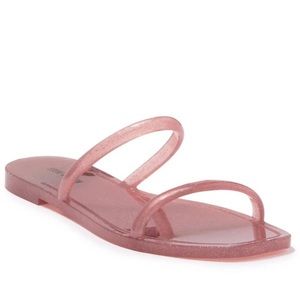 Steve Madden Pike Pink Jelly Inspired Glitter Flat Sandal